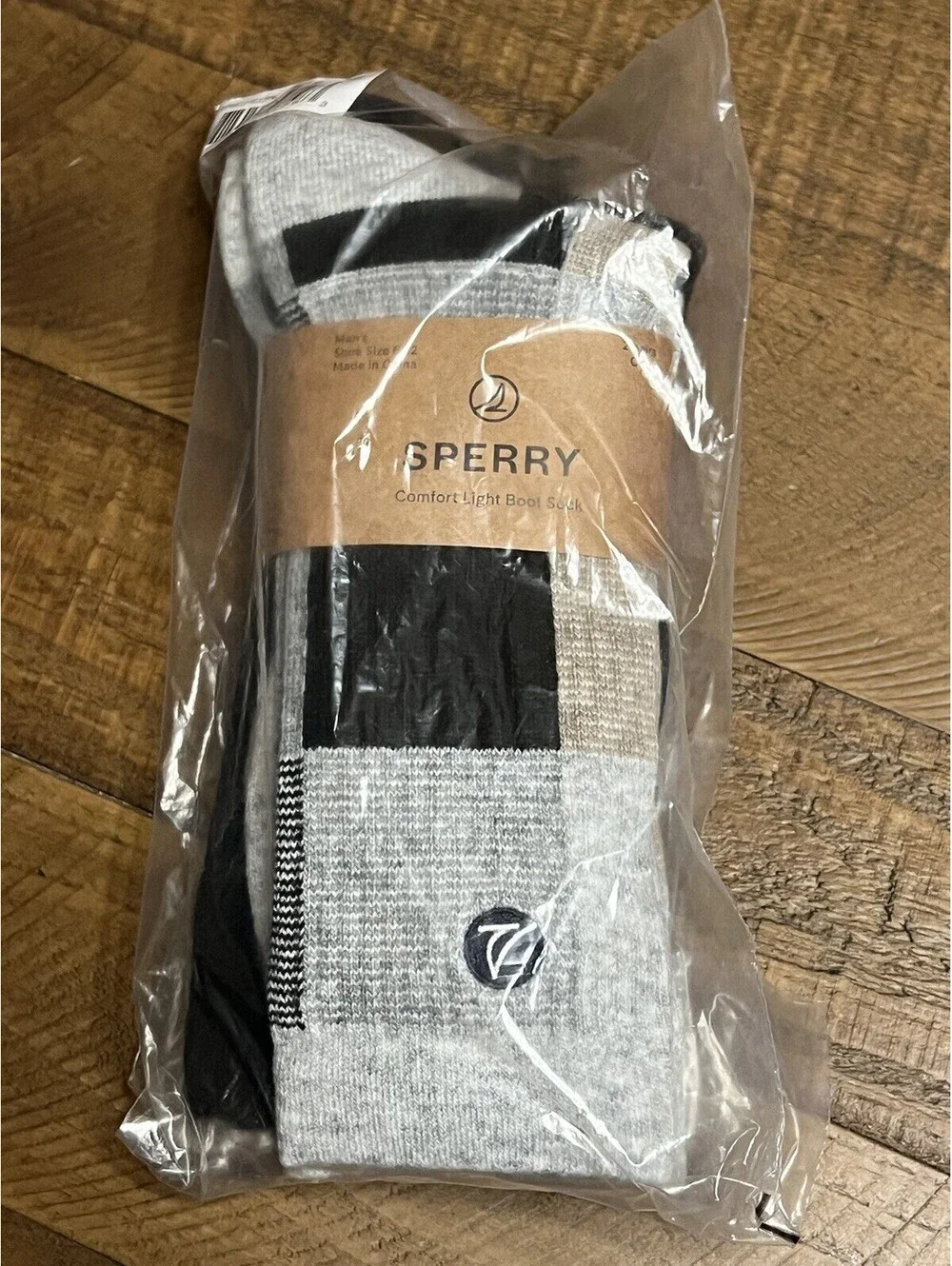 Sperry Men's Comfort Light Wool Blend Boot Crew Socks Size 6-12 Checkered/Black
